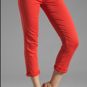 Mother 29 Red The Rascal Cuff Ankle Jeans